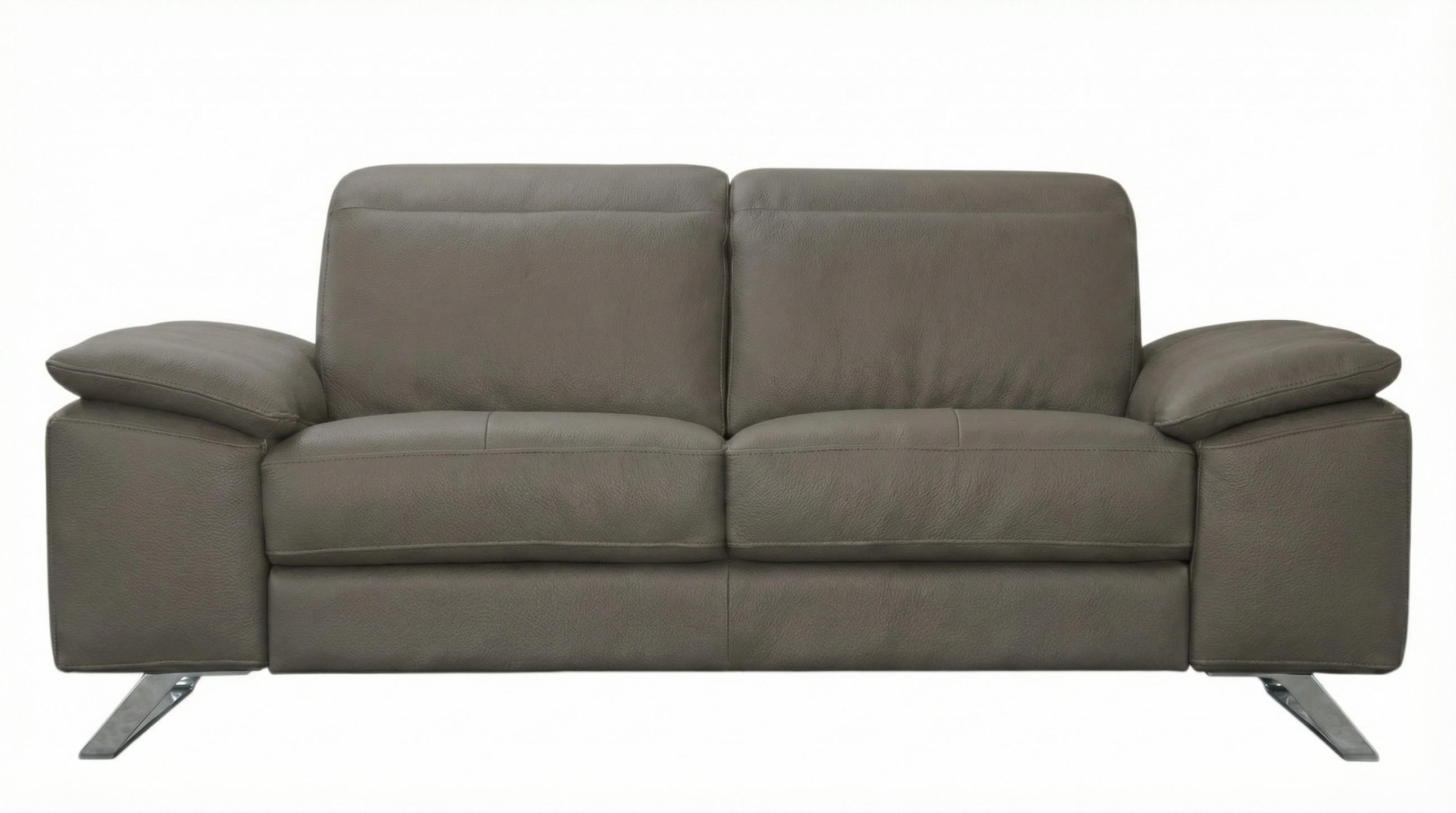 2-SITZER Sofa Genius Echtleder Greige - Greige, Leder/Metall (180/80/104cm)