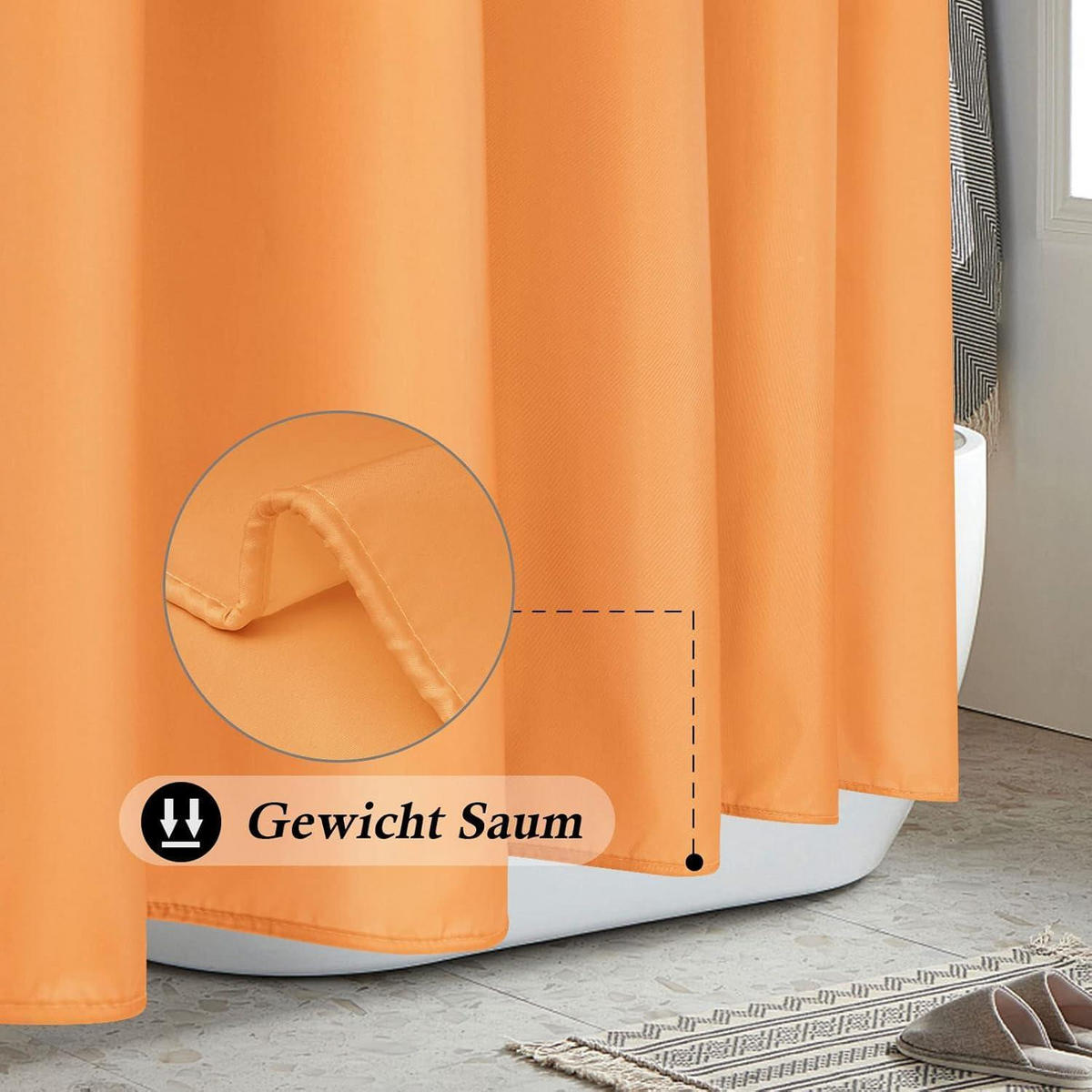DUSCHVORHANG Orange 120 x 200 cm Wasserdicht Textil - Orange, Textil (120/200cm)
