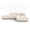 ECKSOFA modular rechts Lupine aus Chenille-Stoff leichtes beige 5 Sitzplätze - Creme, Textil (177/299cm) - Micadoni