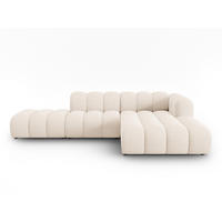 ECKSOFA modular rechts Lupine aus Chenille-Stoff leichtes beige 5 Sitzplätze - Creme, Textil (177/299cm) - Micadoni