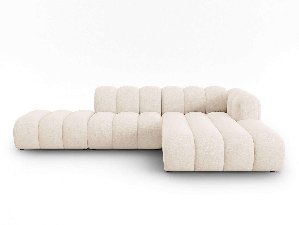 ECKSOFA modular rechts Lupine aus Chenille-Stoff leichtes beige 5 Sitzplätze - Creme, Textil (177/299cm) - Micadoni