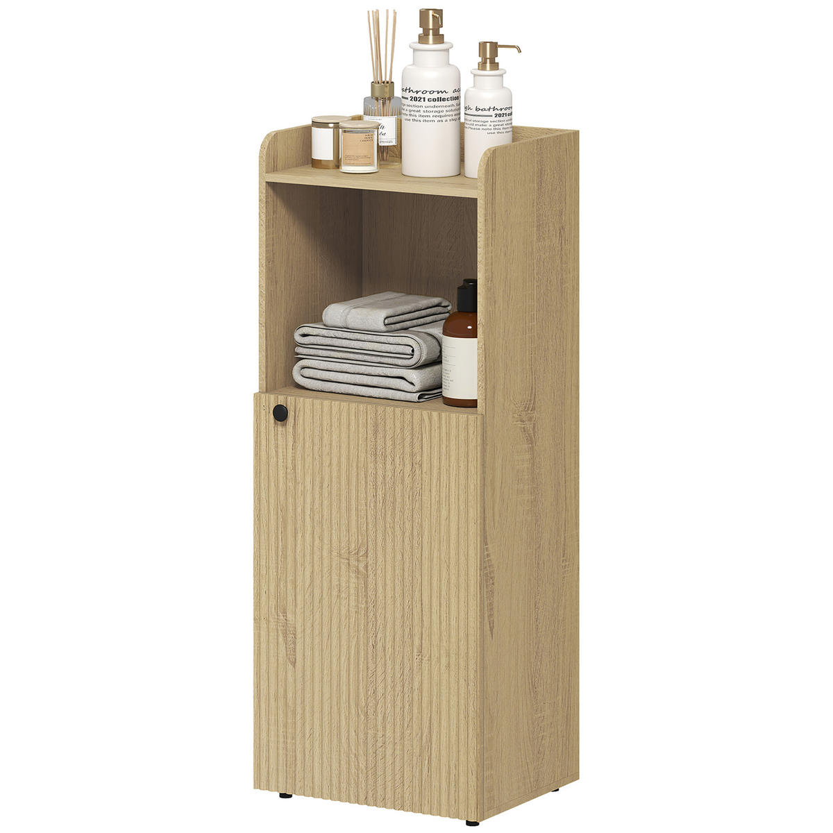 BADEZIMMERSCHRANK DE-08512 mit verstellbarem Regal Gelbeiche - Eichefarben, Holzwerkstoff (31/104/40cm) - ComfortXL