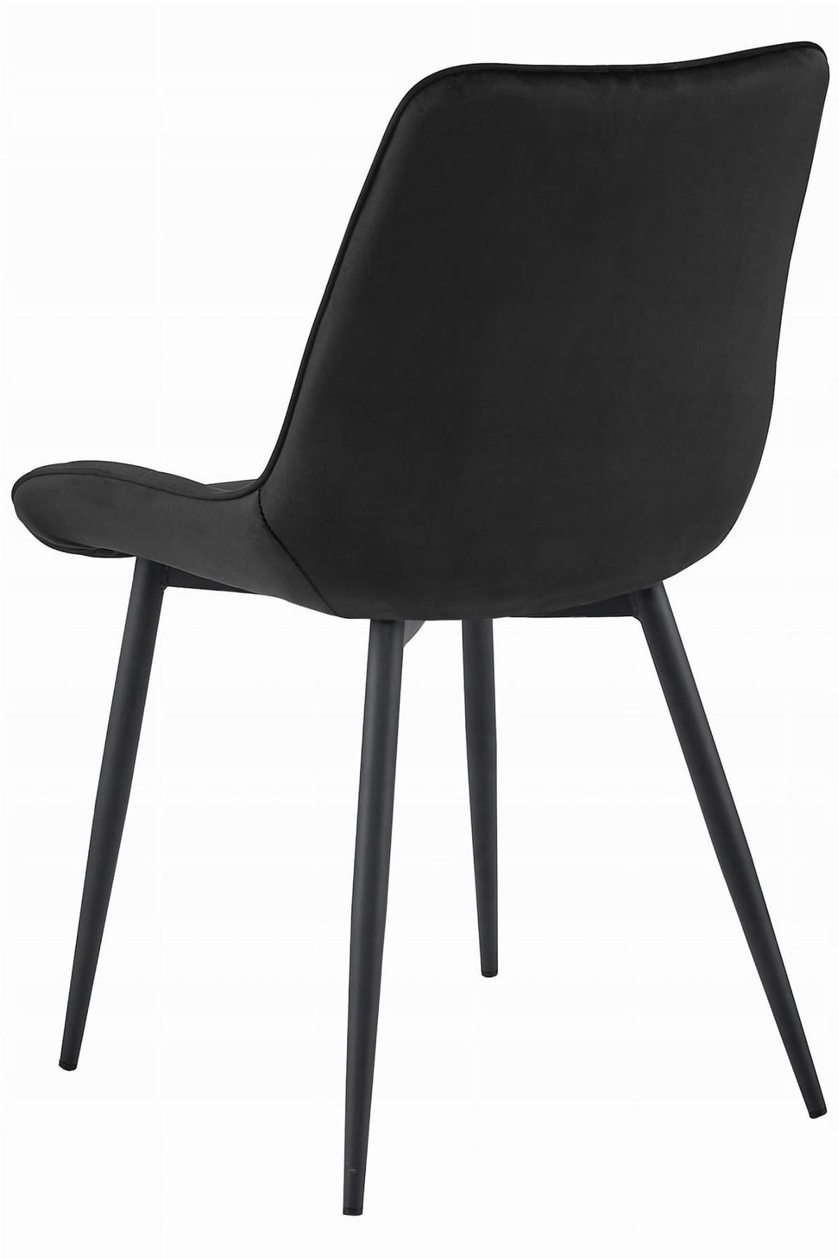 STUHL BARDI 4-er Set, Schwarz, Schwarz, mit Samtstoff gepolstert - Hellgrau, Textil/Metall (45/89/53cm) - Komodee