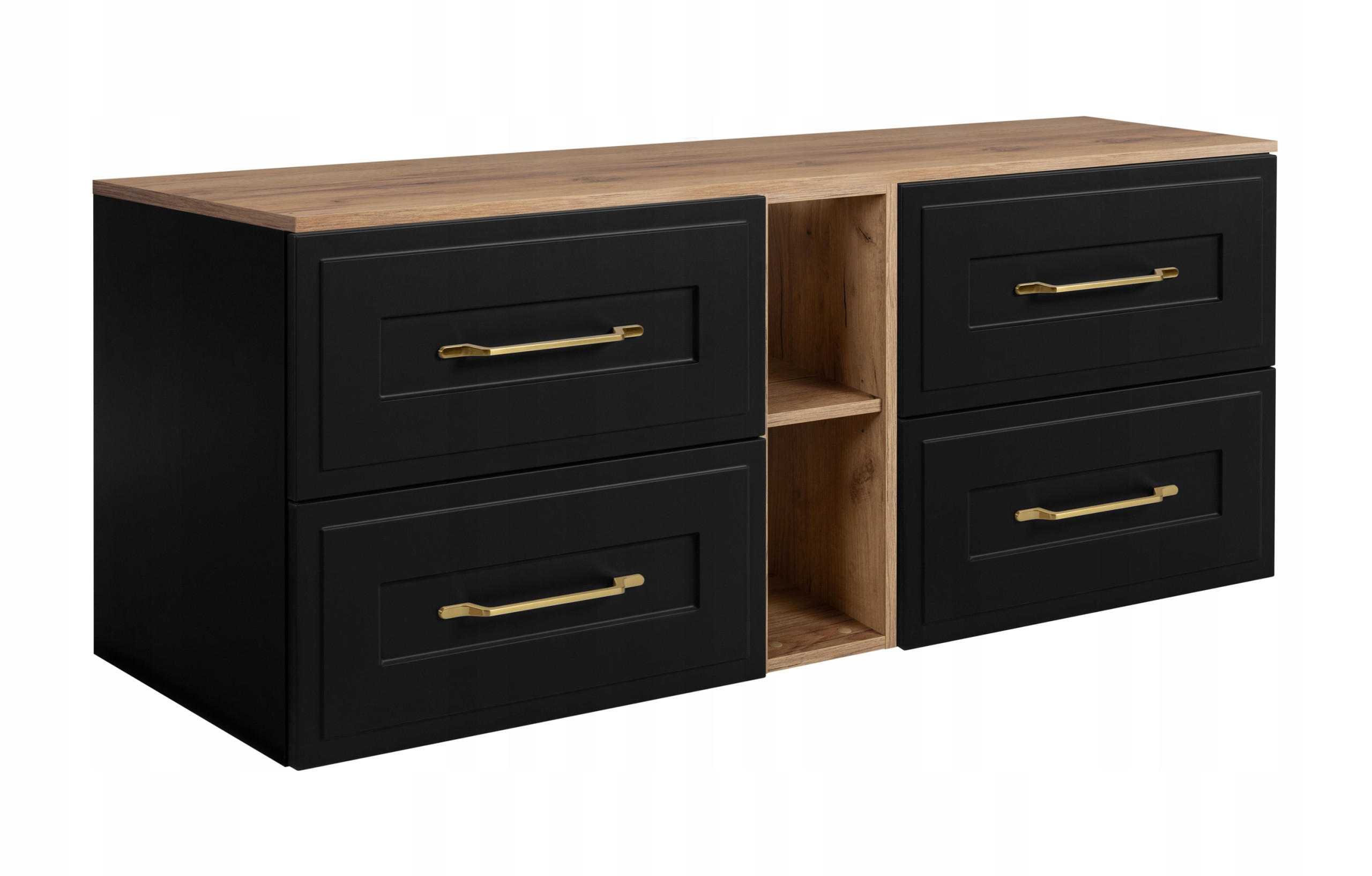 Rodan Waschbeckunterschrank Eiche, Schwarz 140x58x46 cm