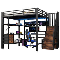 HOCHBETT 140/200 cm, Schwarz mit Ablagefläche, Schubladen, LED - Schwarz, Metall (140/200cm) - MIVRAY