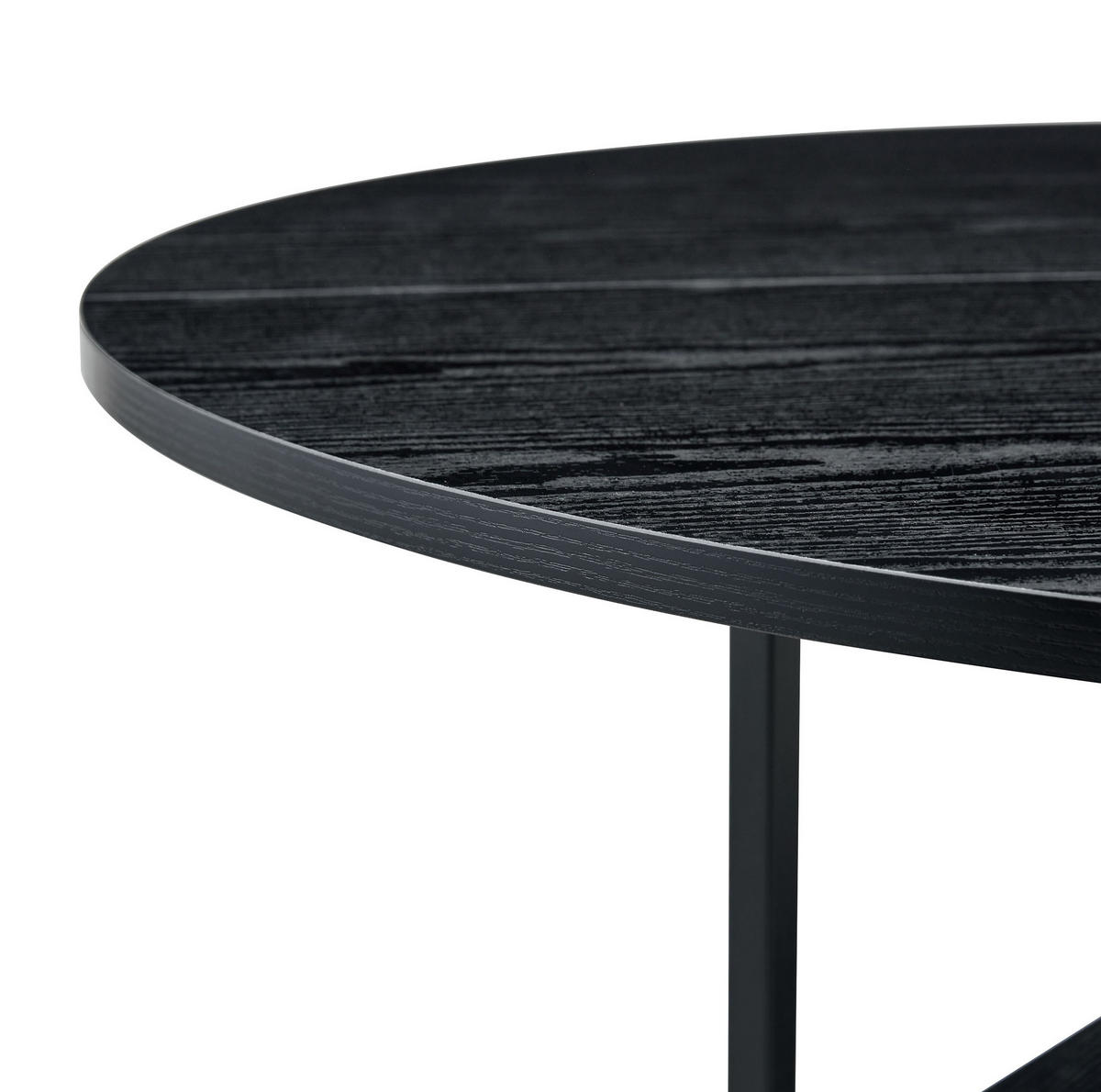 ESSTISCH aus MDF und Metall 107x107x75 cm Schwarz mit doppelter offener Ablage im Industrial-Stil - Schwarz, Holzwerkstoff (107/107/75cm) - Modfu