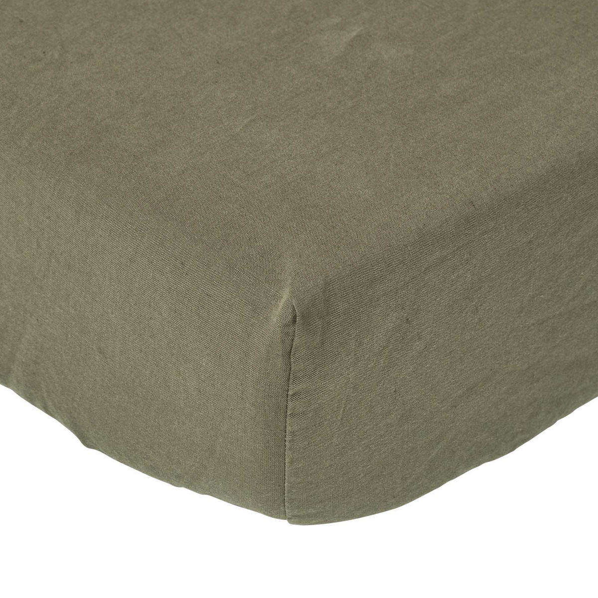 LEINEN-SPANNBETTLAKEN extra hoch, 60% Leinen & 40% Baumwolle - Olivgrün, Textil (150/200cm) - Homescapes