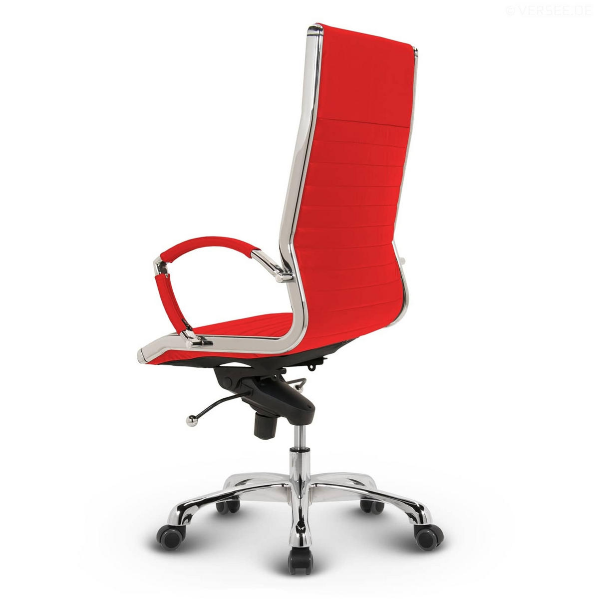 BÜROSTUHL Montreal Echtleder Rot – ergonomisch, 150 kg belastbar, Sitzhöhe 46-54cm - Rot, Leder/Metall (60/115/60cm) - Versee