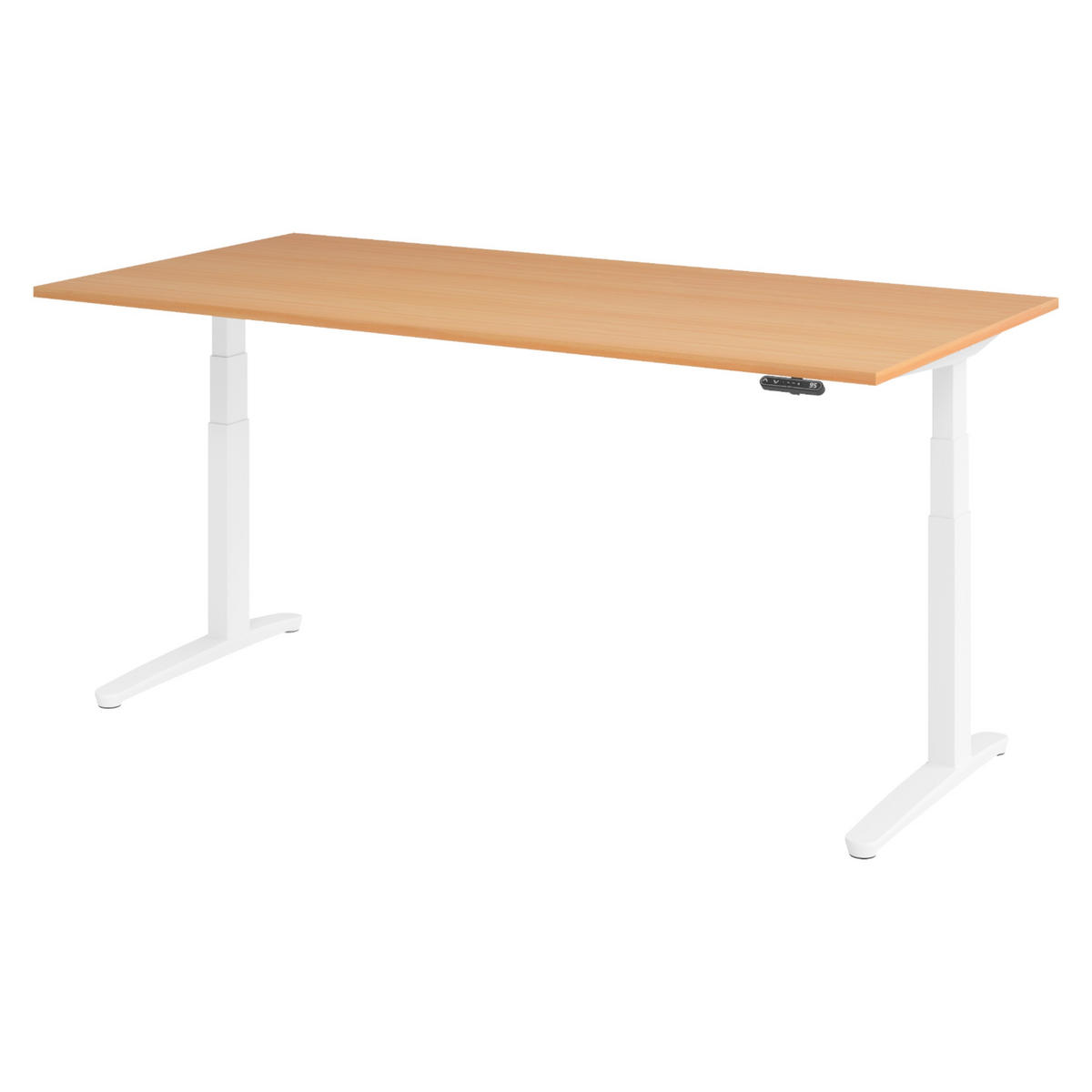 SCHREIBTISCH elektrisch XBHM 100/200/74 cm in Buchefarben/Weiß - Buchefarben/Weiß, Holzwerkstoff (100/200/74cm) - bümö