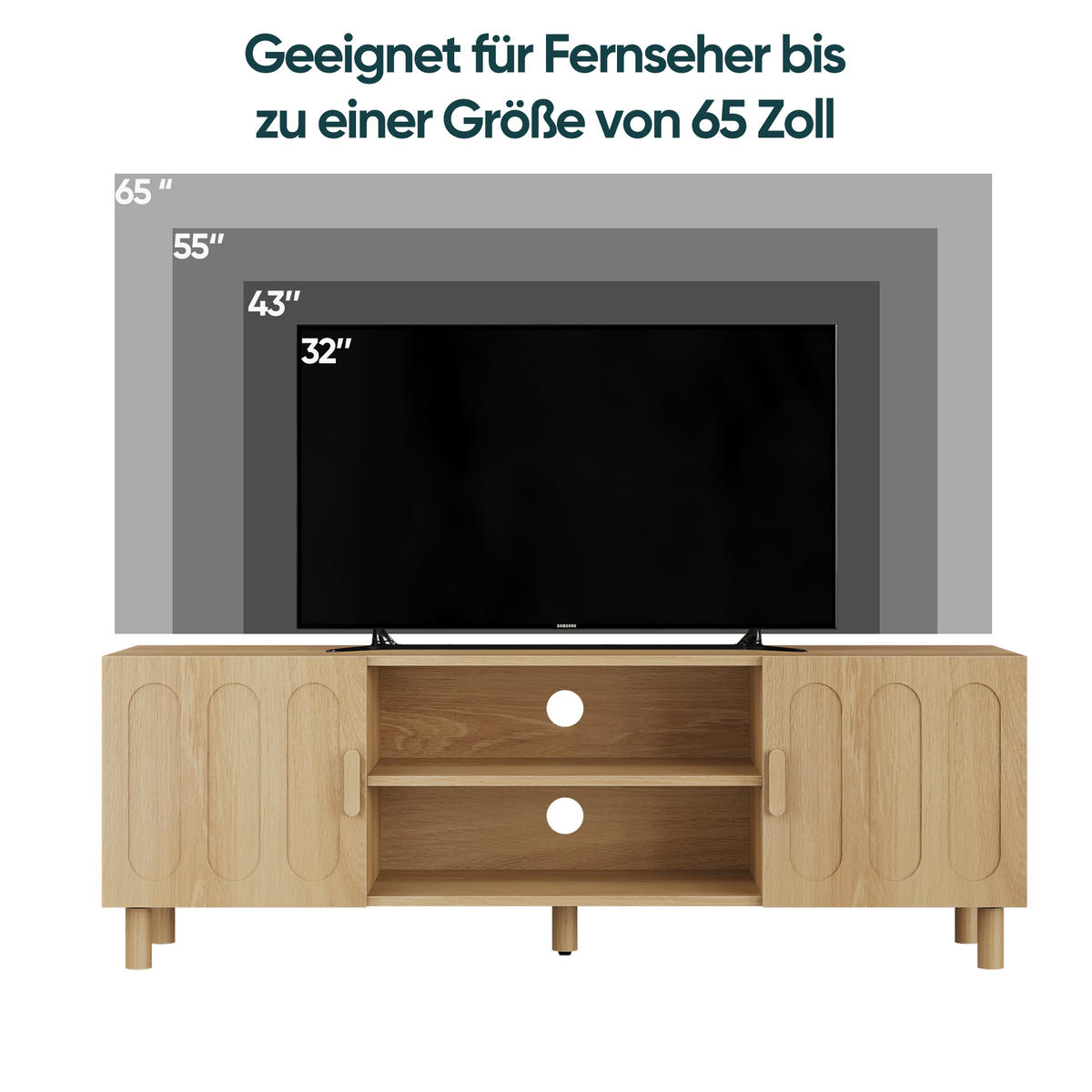 TV-LOWBOARD eiche-optik & bogen-design - Eichefarben, Holzwerkstoff (140/46/40cm) - Urban Meuble