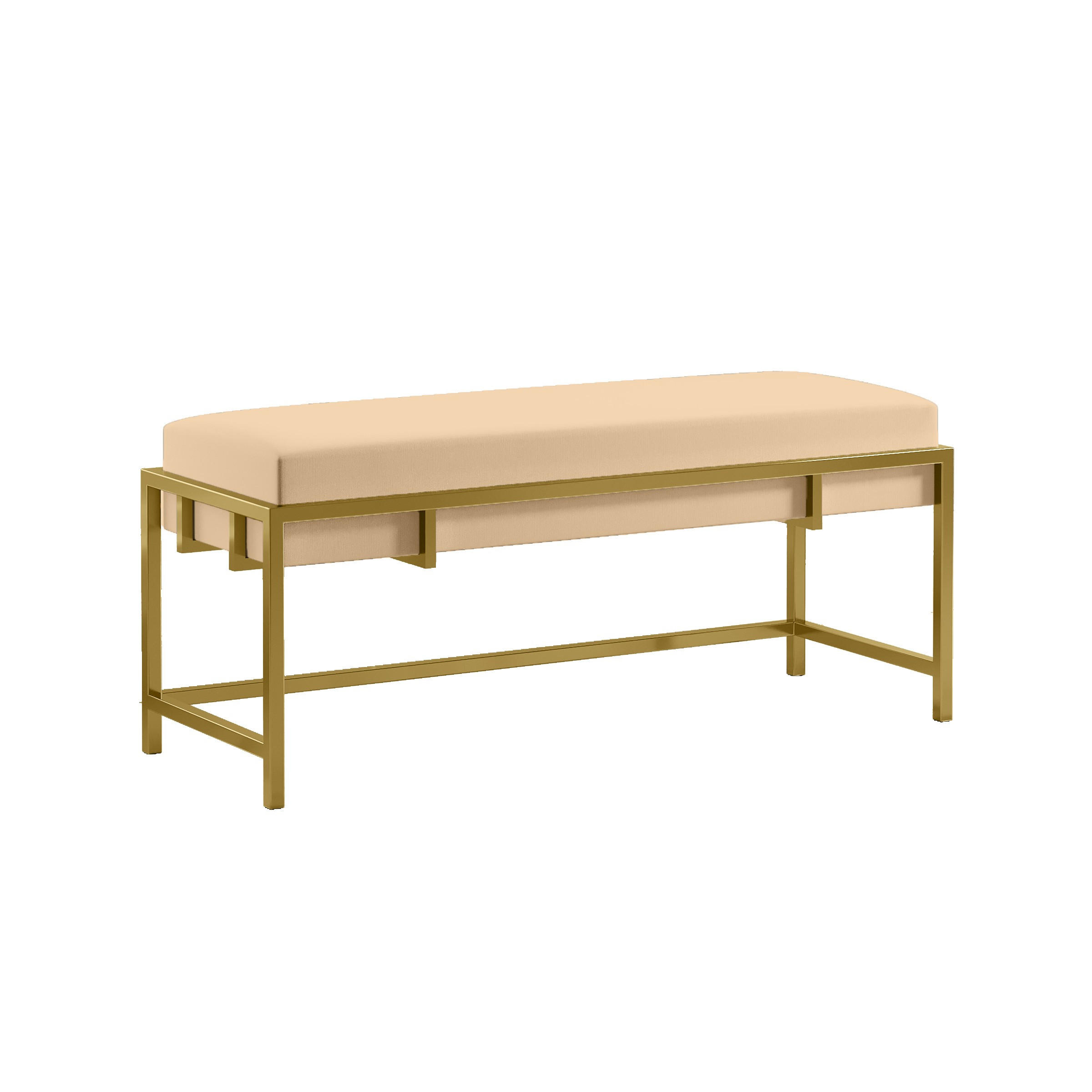 POLSTERBANK LAMO 100 Hellbeige, Goldene Beine - Goldfarben/Creme, Textil/Metall (100/45/35cm) - Bettso