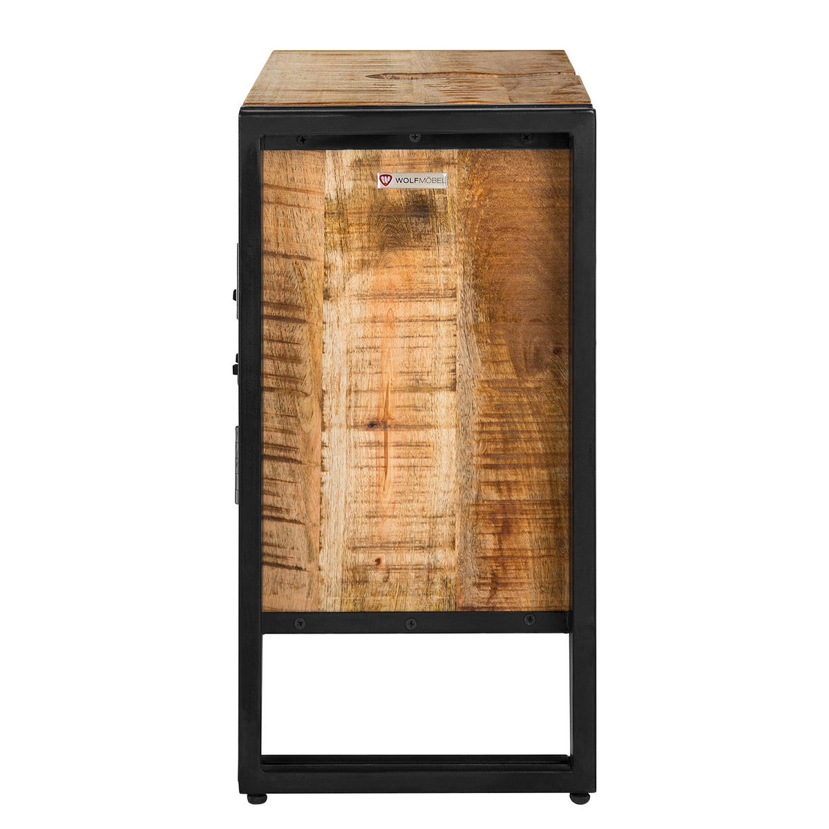 WASCHBECKENUNTERSCHRANK - Mango massiv / Eisen - Schwarz/Braun, Holz/Metall (68/57/30cm) - home24