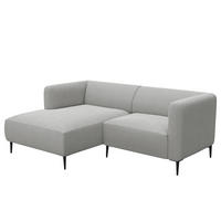 1,5-SITZER ECKSOFA mit Longchair - Hellgrau/Schwarz, Textil/Metall (211/148cm) - home24