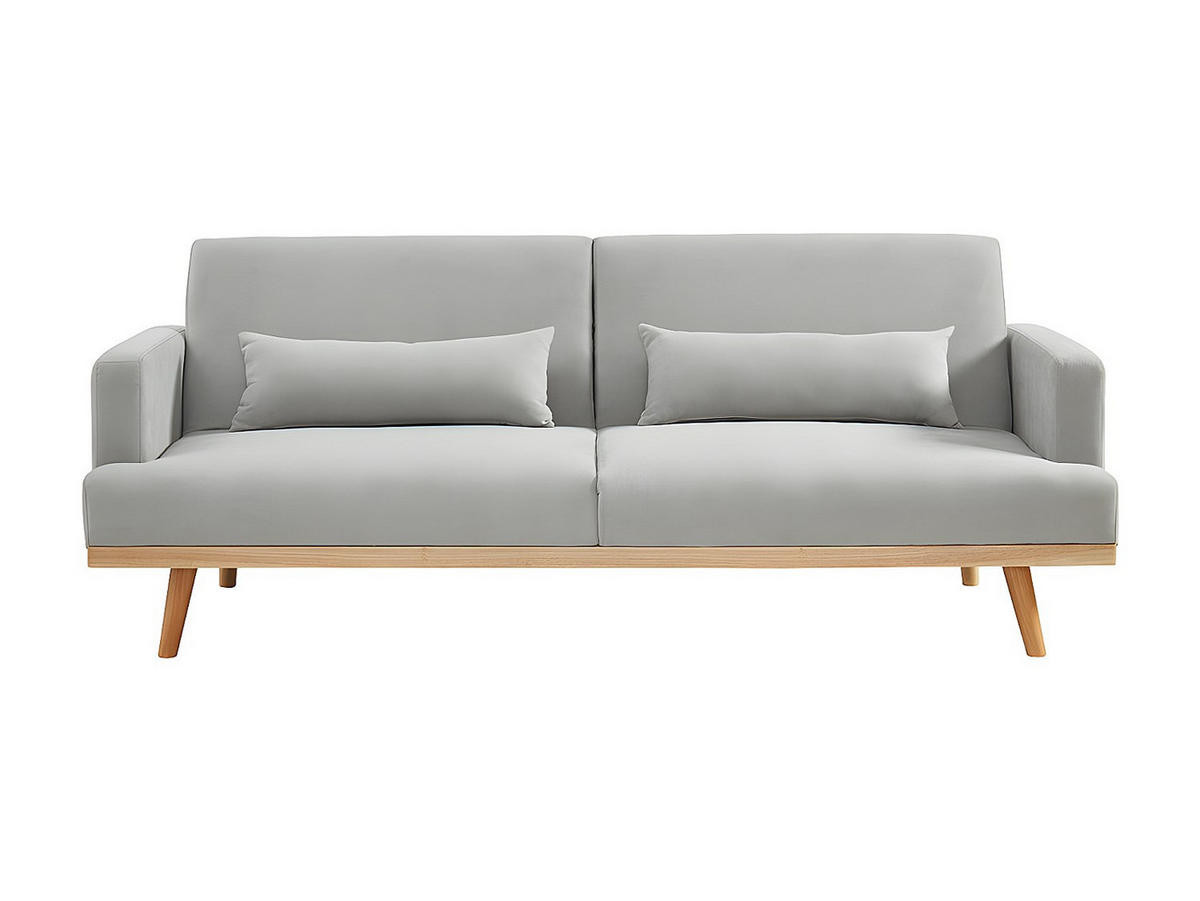 SCHLAFSOFA Klappsofa 3-Sitzer - Stoff - Hellgrau - ESME - Hellgrau, Textil (216/85/89cm) - Vente-Unique