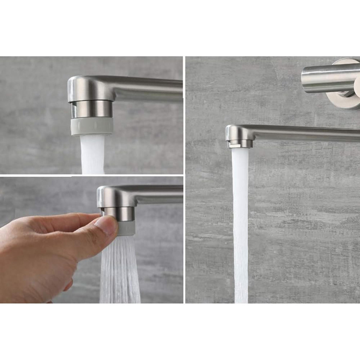 KÜCHENARMATUR, 360° drehbar, 2 Strahlarten, aus lebensmittelechtem 304 Edelstahl, gebürstetes Nickel - Silberfarben, Metall (21.5/22/28cm) - TVTIUO