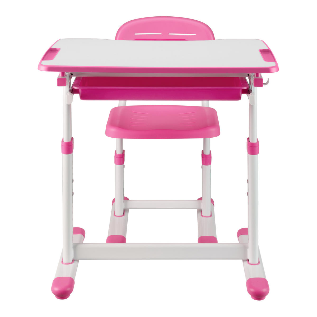 KINDERSCHREIBTISCH-SET 2 TLG. Sala - Pink/Weiß, Holzwerkstoff/Kunststoff (66.5/54/47.5cm) - [en.casa]