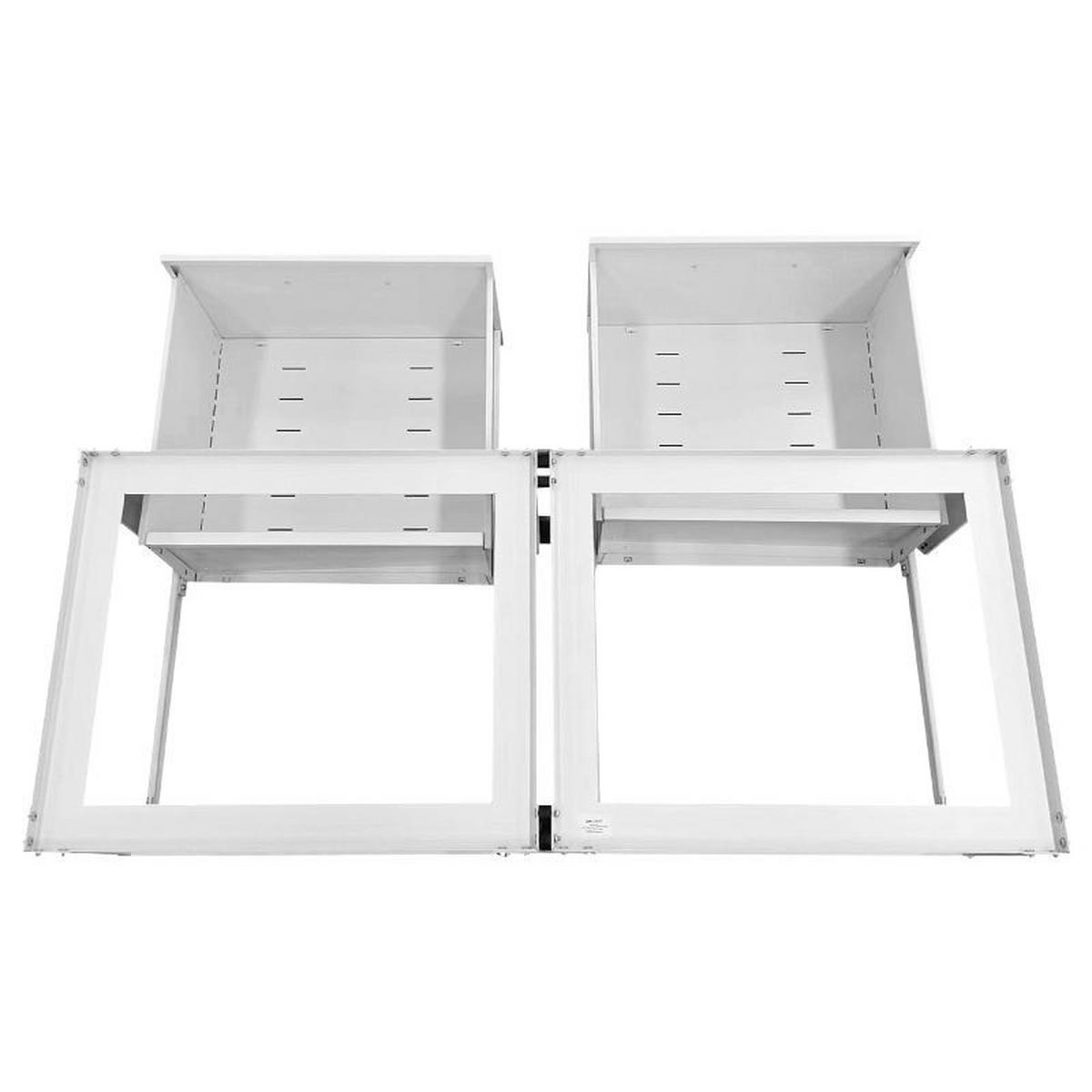 DOPPEL-PODEST für Waschmaschinen- und Trockner mit 2 Schubladen - Weiß, Metall (54/31/127cm) - IVOL