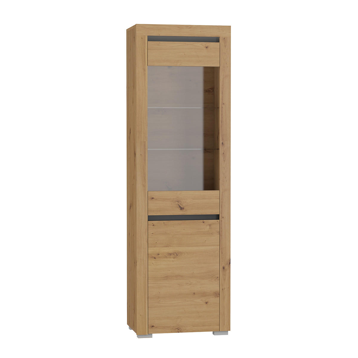 VITRÍNA Kasla Dřevo a antracitově šedá - šedá, kompozitní dřevo (60/195/39cm) - Petits-meubles