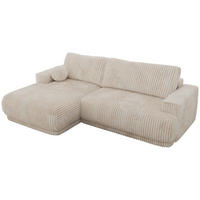 ECKSCHLAFSOFA RINA L Beige Cord - links - Beige/Schwarz, Kunststoff/Textil (267/170cm) - MKS