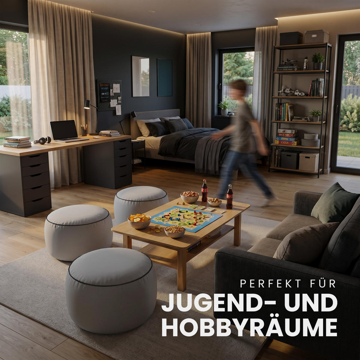 SITZKISSEN Outdoor aufblasbar Ø54x26 cm Hellgrau - Hellgrau, Textil (54/26/54cm) - Arsvita