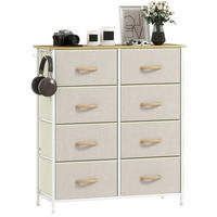 KOMMODE aus Stahl 86x30x94,5 cm Beige mit 8 Stoffschubladen und seitlichem Stauraum - Beige, Metall (86/94.5/30cm) - IVMEU