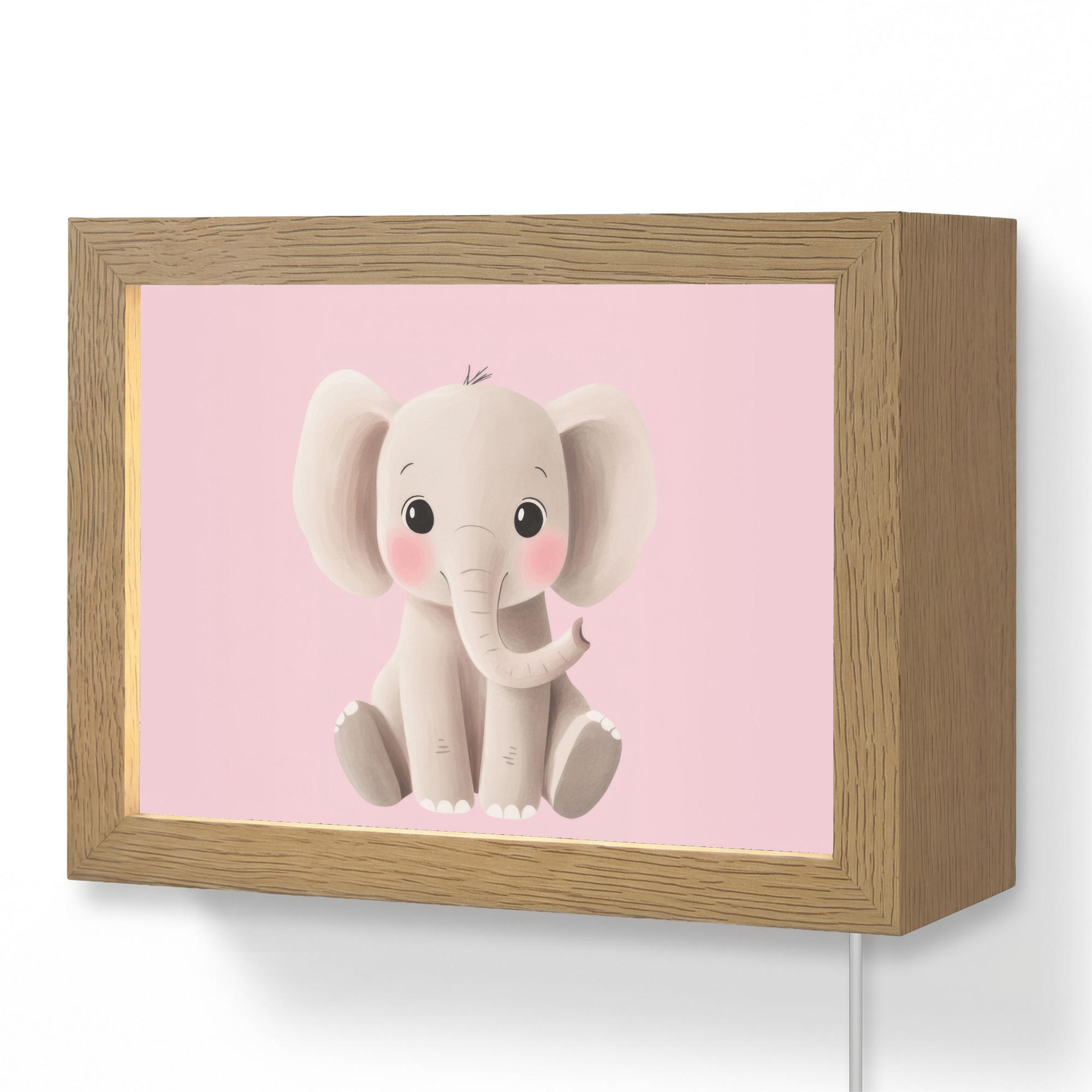 WANDLEUCHTE Elefant - Baby - Rosa - Cartoon 20x15 cm - Hellrosa, Holzwerkstoff (20/15/8cm) - OnlyWow