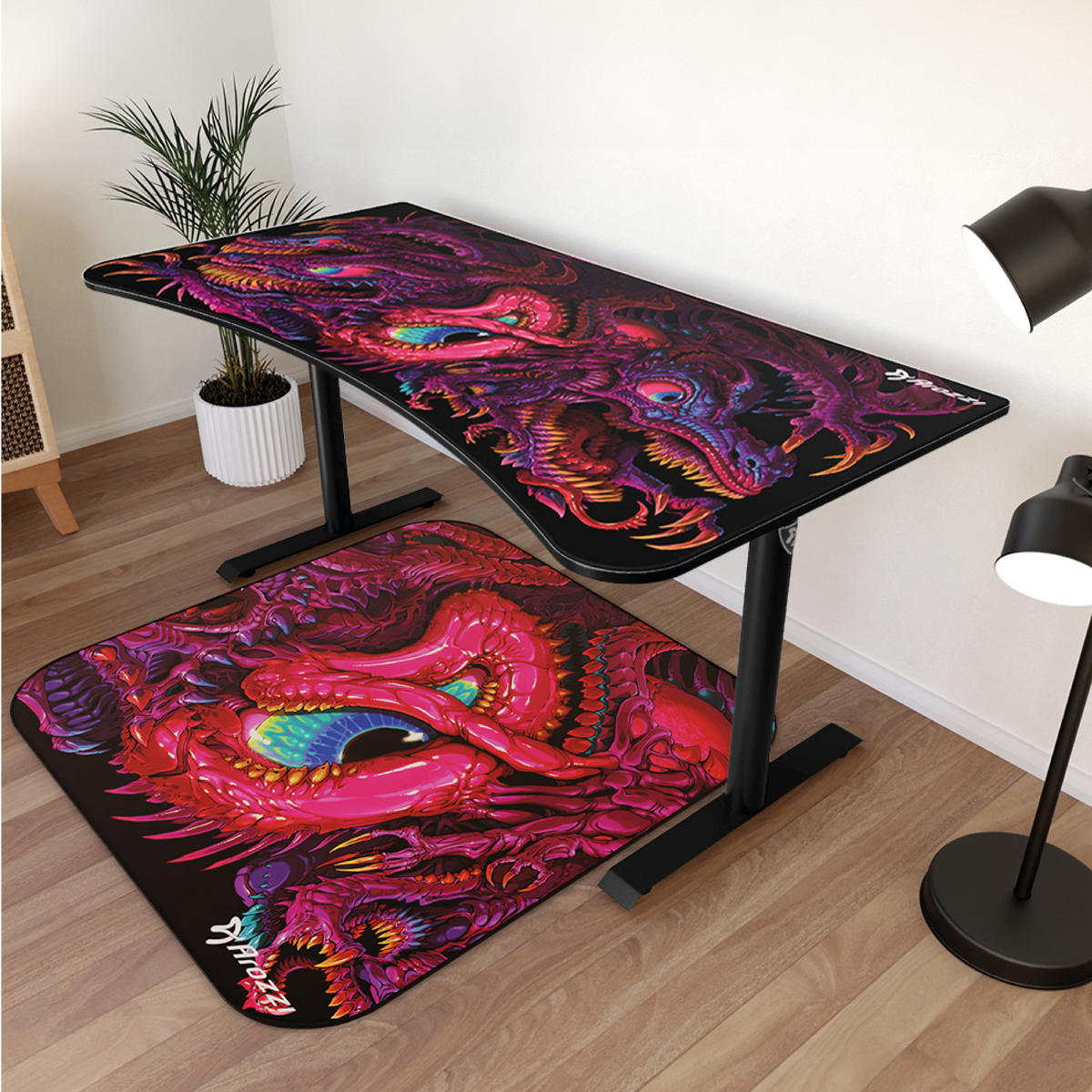 BODENSCHUTZMATTEN Zona Quadrat 116 cm Crawling Chaos - Rot/Lila, Textil (116/116cm) - Arozzi