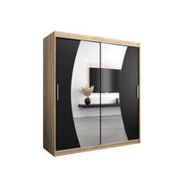 SCHWEBETÜRENSCHRANK 200/180/62 2-türig - Silberfarben/Schwarz, Holz/Kunststoff (180/200/62cm) - Abiks Möbel