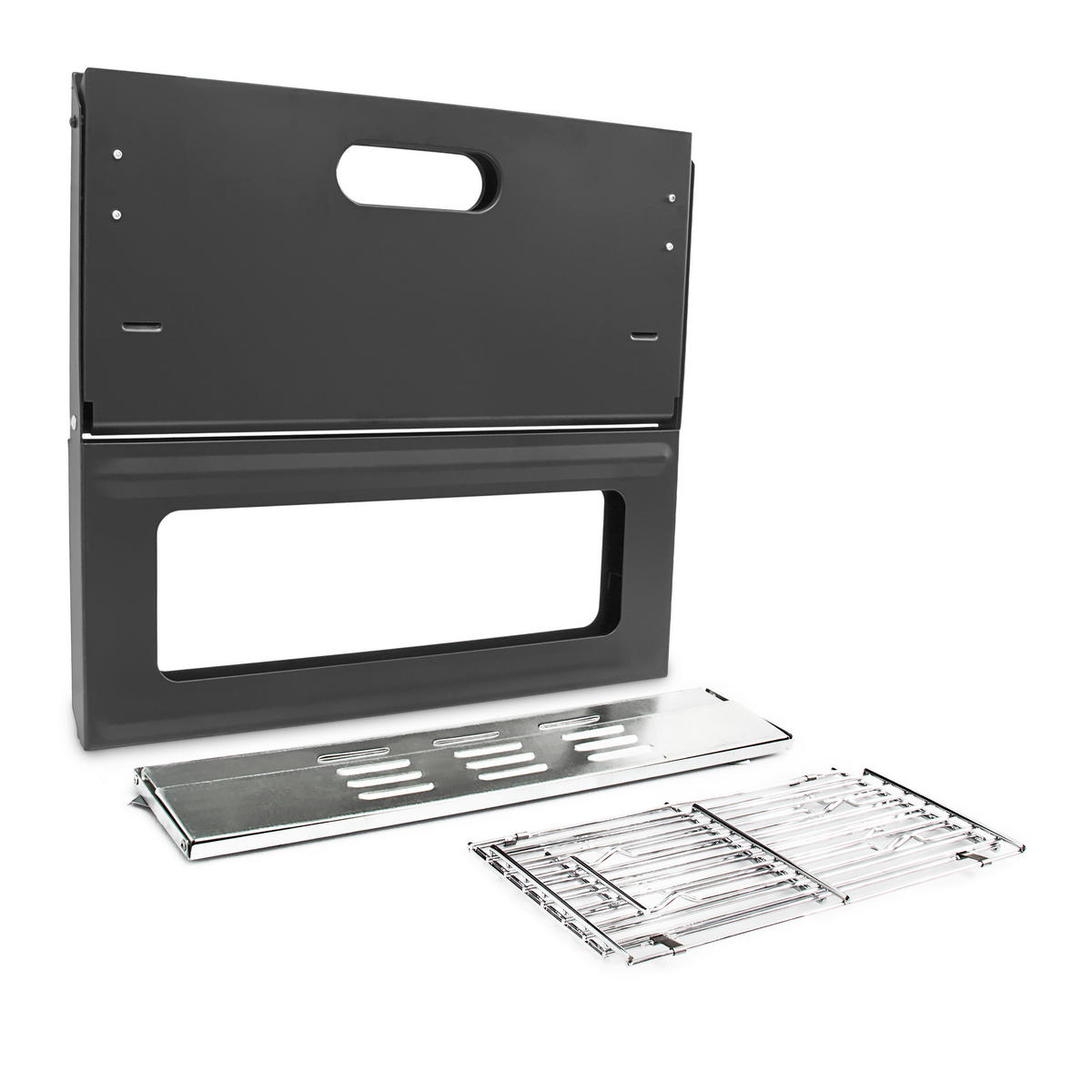 KLAPPGRILL - Silberfarben, Metall (30/30.5/45.5cm) - Relaxdays
