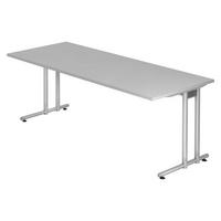 SCHREIBTISCH Serie-N 80/200/74 cm in Grau - Grau, Holzwerkstoff (80/200/74cm) - bümö