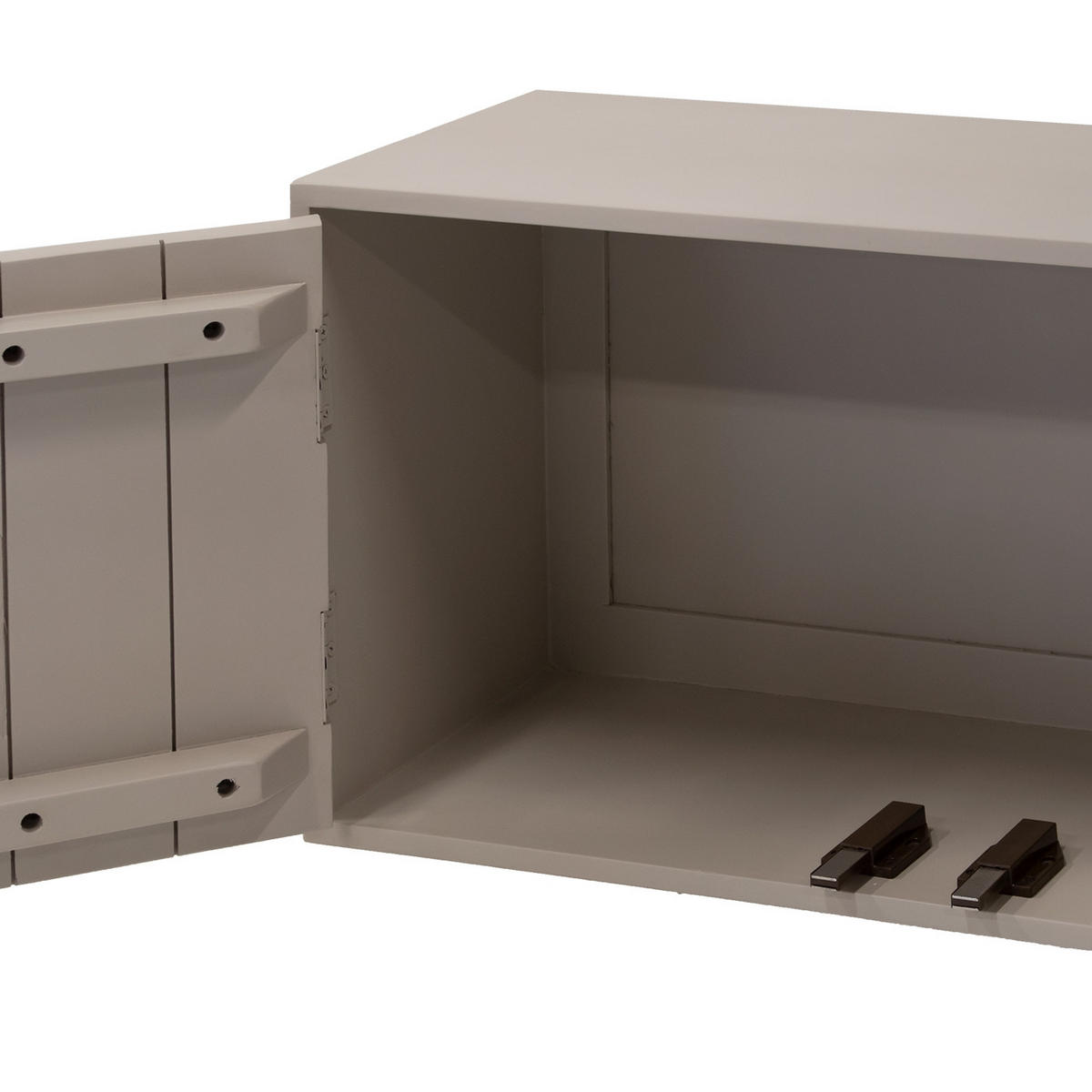 SCHWEBENDES TV-Möbel mit 4-Türen aus Mangoholz 200cm, taupe - Taupe, Holz (200/40/30cm) - Giga Meubel
