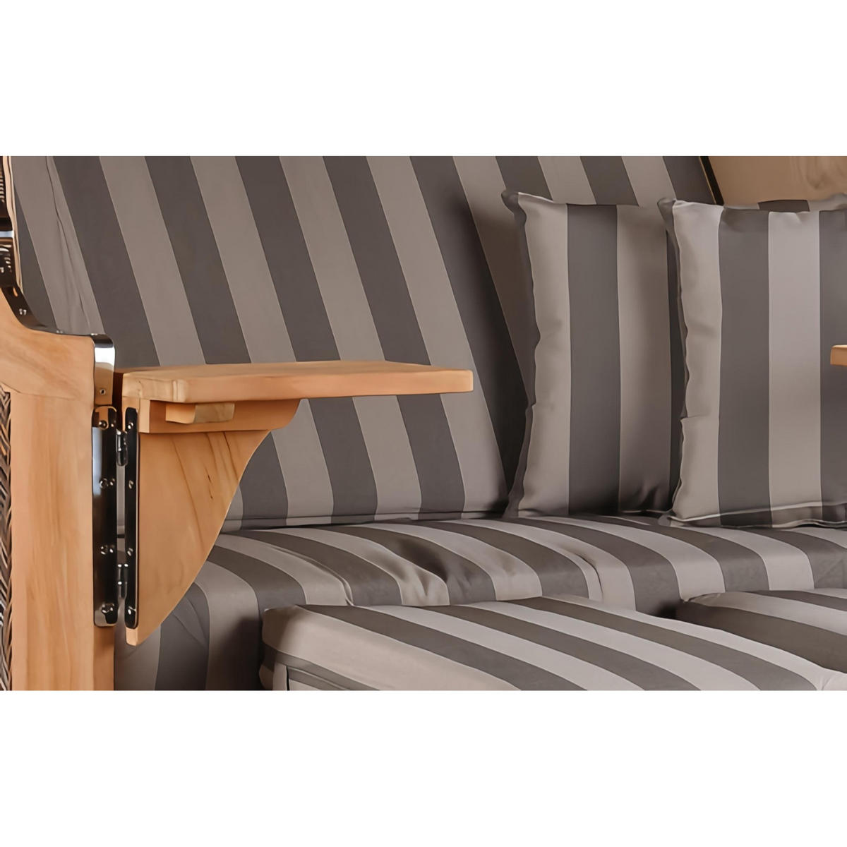 STRANDKORB SEEBLICK 2 Sitzer Teak - Braun/Grau, Metall (125/170/80cm) - Mr. Deko