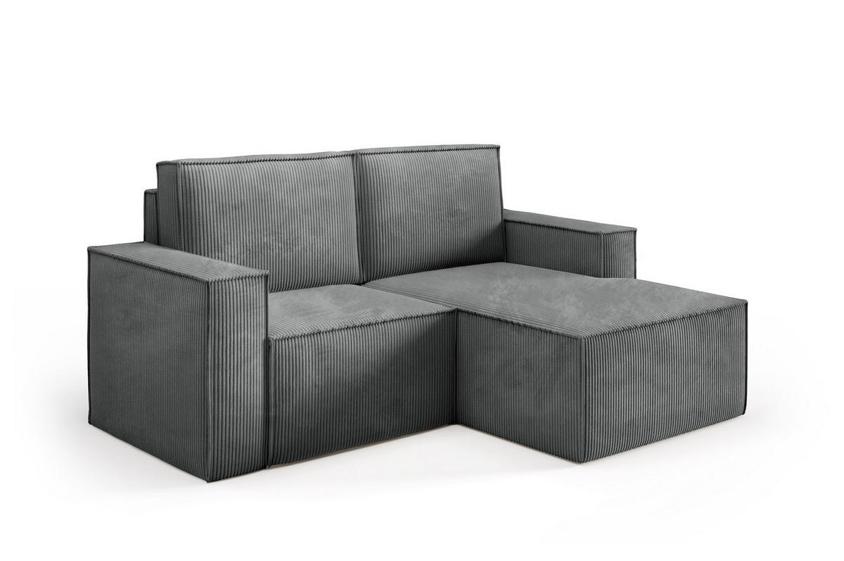 ECKSOFA Orto Dunkelgrau, Zweisitzer Kordecksofa rechte seite - Dunkelgrau, Holzwerkstoff/Textil (180/141cm) - Bettso