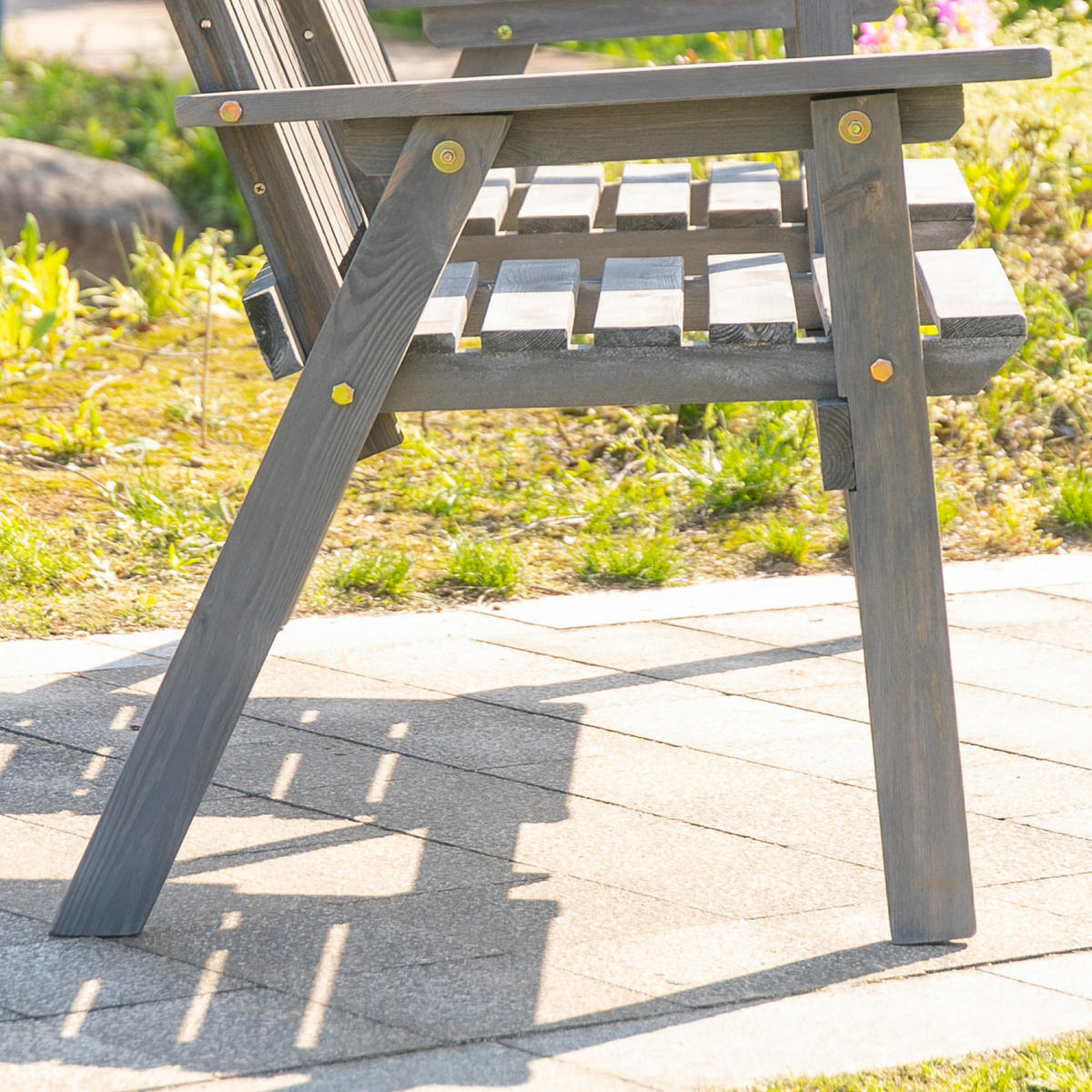 GARTENBANK Set Tisch Holz grau - Grau, Holz (152/83/70cm) - LEBENLANG