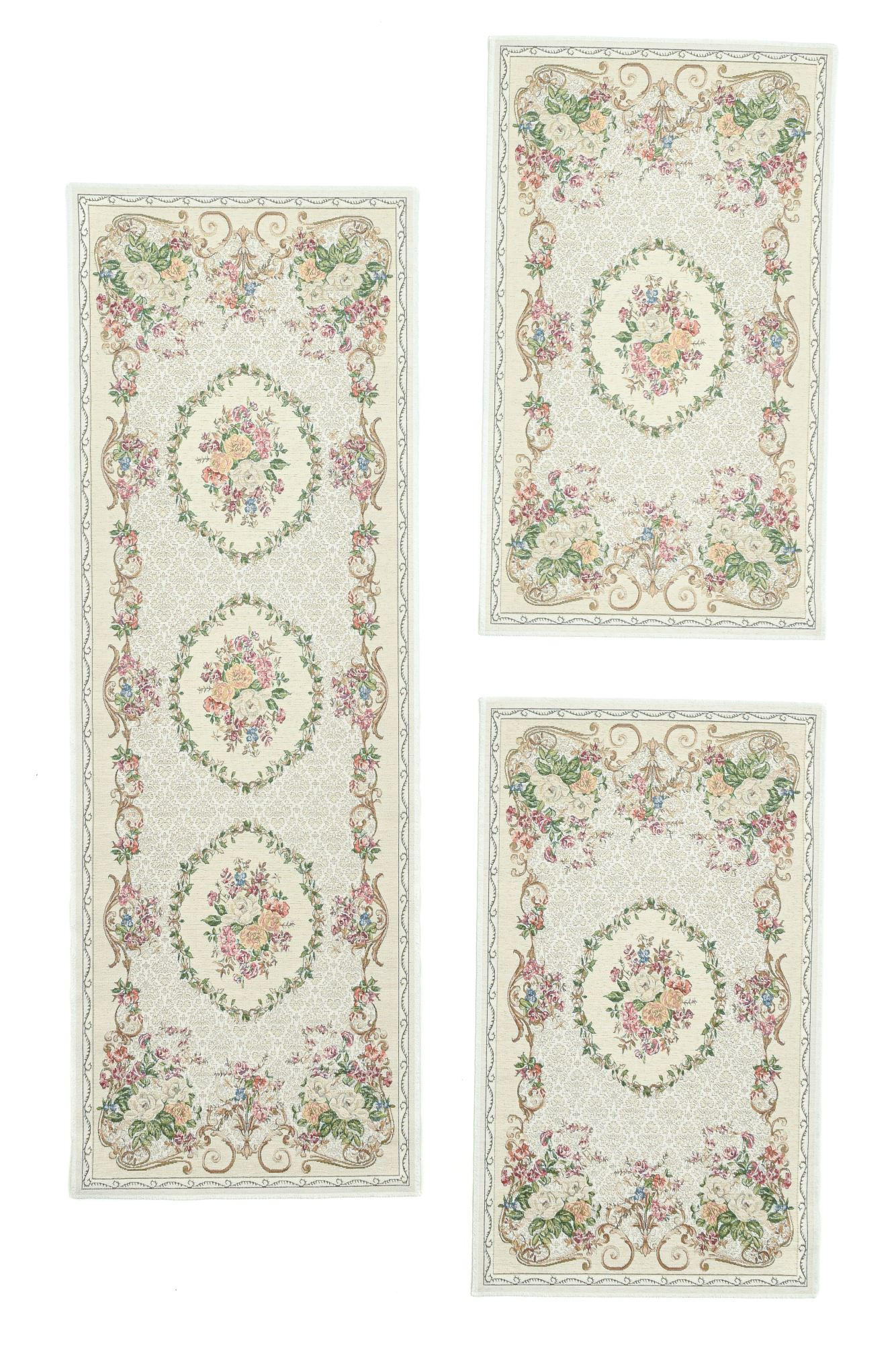 Theko Flachwebteppich Beige 70x440 cm