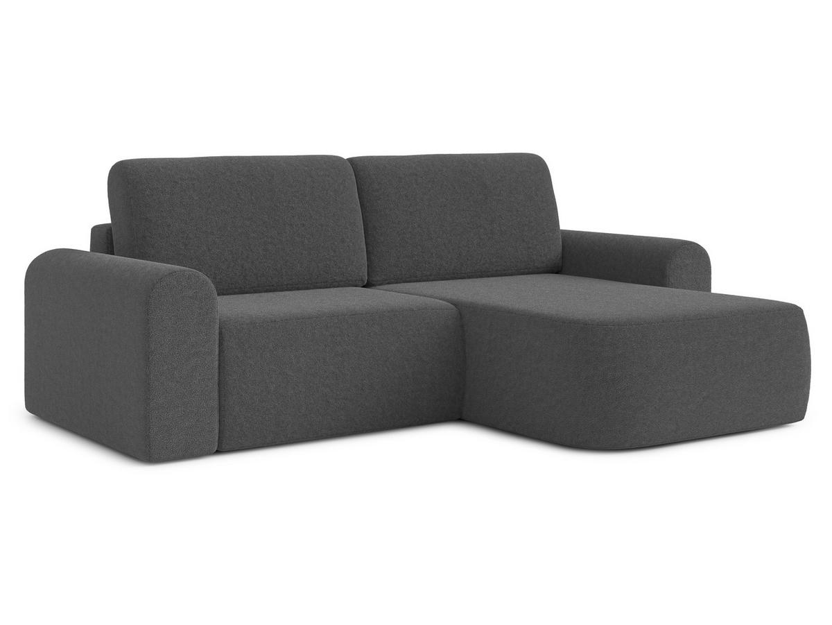ECKSOFA L Form Otterton Dunkelgrau 250/180/95 cm Rechts mit Schlaffunktion - Schwarz/Grau, Kunststoff/Textil (250/180cm) - AX Living