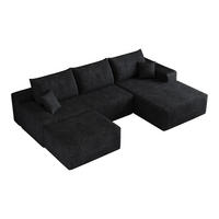 WOHNLANDSCHAFT DE-34857 U-Form 2-Sitzer Chaiselongue rechts Schwarz - Schwarz, Textil (175/83/270cm) - ComfortXL