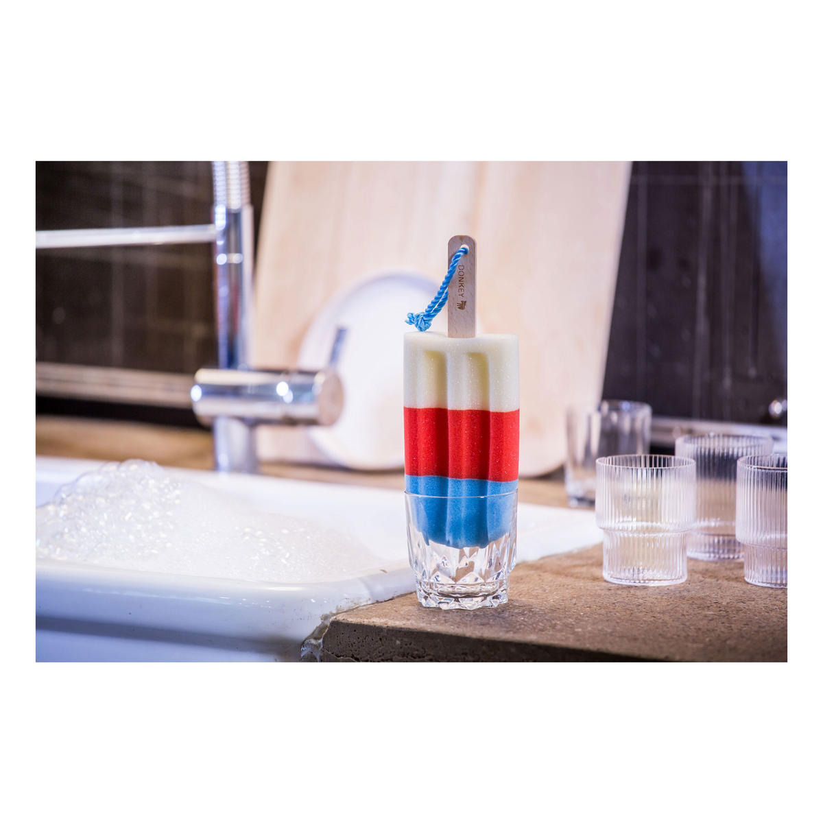 SPÜLSCHWAMM Ice Pop Blue, L 22 cm - Multicolor, Kunststoff (3/21.5/8cm)