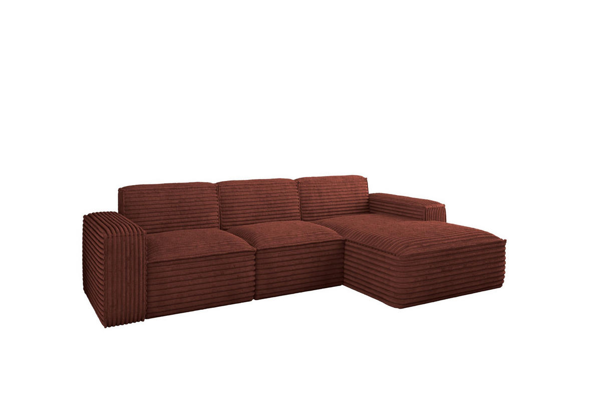 ECKSOFA L-Form Siena Stoff Velo Kupfer Rechts - Kupferfarben, Holz/Kunststoff (266/165cm) - Kaiser Möbel