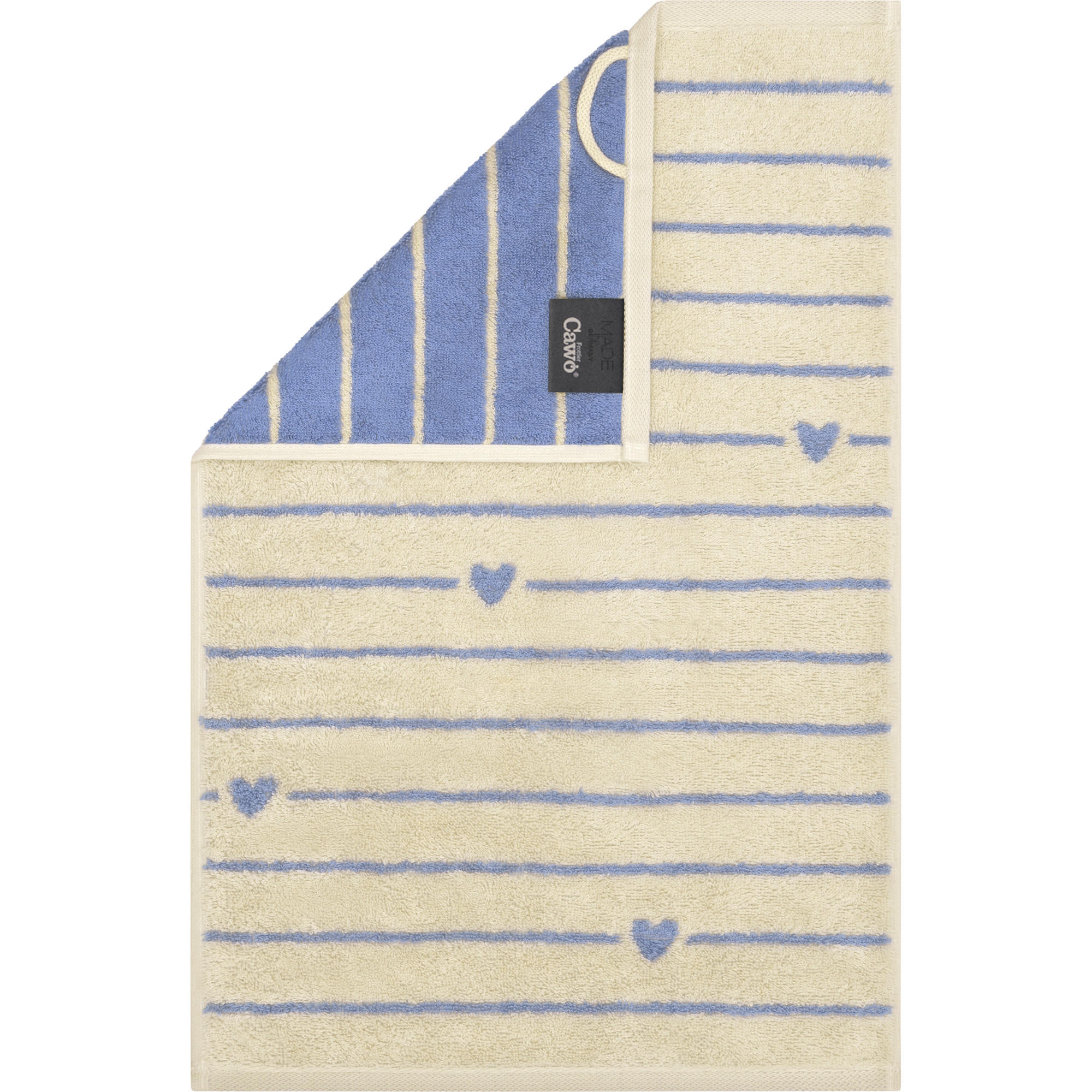 GÄSTETUCH HEART BEATS LINES & HEARTS 6276 CAPRI - 31 - Blau, Textil (30/50cm) - Cawoe