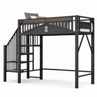 HOCHBETT 90/200 cm aus Metall und Holz mit Stauraum, Schwarz - Schwarz, Metall (90/200cm) - OKMYHOME