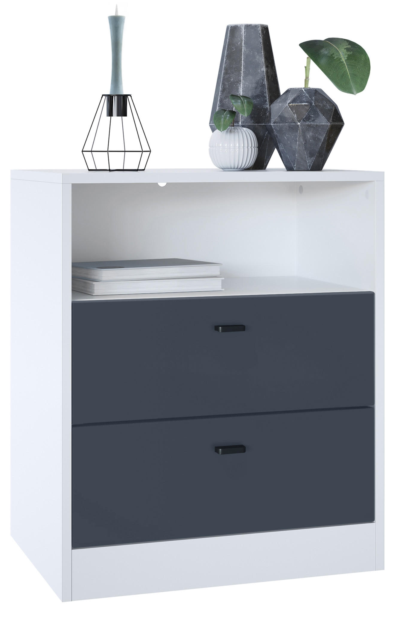 KOMMODE Pino Fronten in Anthrazit matt - Dunkelgrau/Anthrazit, Holzwerkstoff (56/67.5/36cm) - Vladon