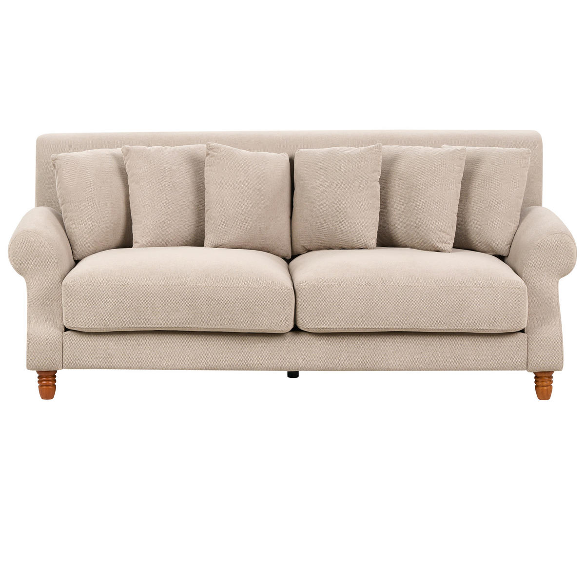 2-SITZER-SOFA beige Eike - Beige/Dunkelbraun, Textil (186/82/102cm) - Beliani