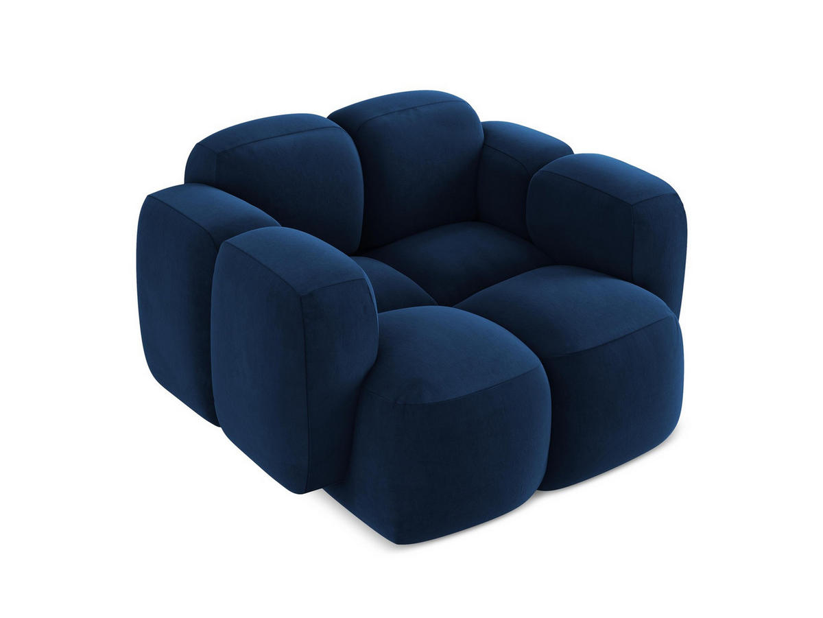 SESSEL Samt Stoff Blau - Blau/Schwarz, Holzwerkstoff/Kunststoff (120/72/115cm) - Makamii