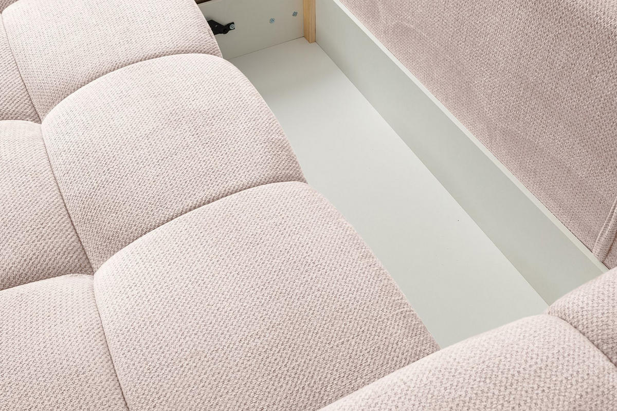 ECKSOFA Taremi mit Chenillebezug Hellbeige, beidseitig - Ecru/Schwarz, Textil (267/185cm) - Selsey