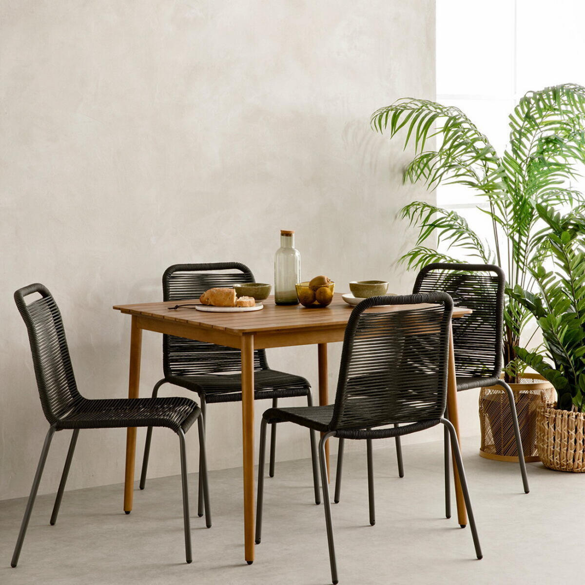 GARTENSTUHL Bowen Schwarz 54 cm x 83 cm - Schwarz, Metall (54/83/56cm) - Kenay Home