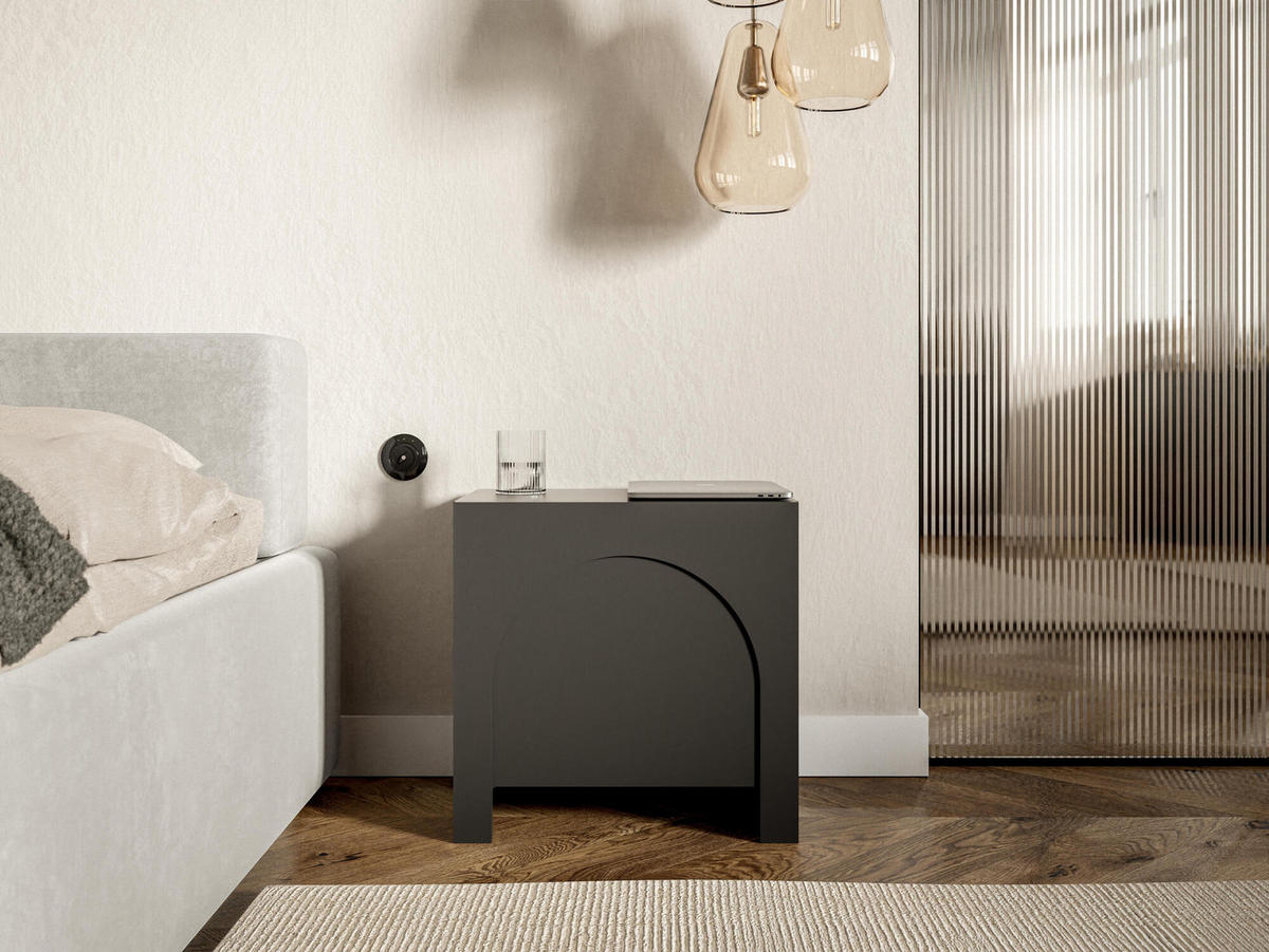 NACHTTISCH ARCO Schwarz, Gold 50x35x49 cm - Goldfarben/Schwarz, Holzwerkstoff (50/49/35cm) - FURNLUX