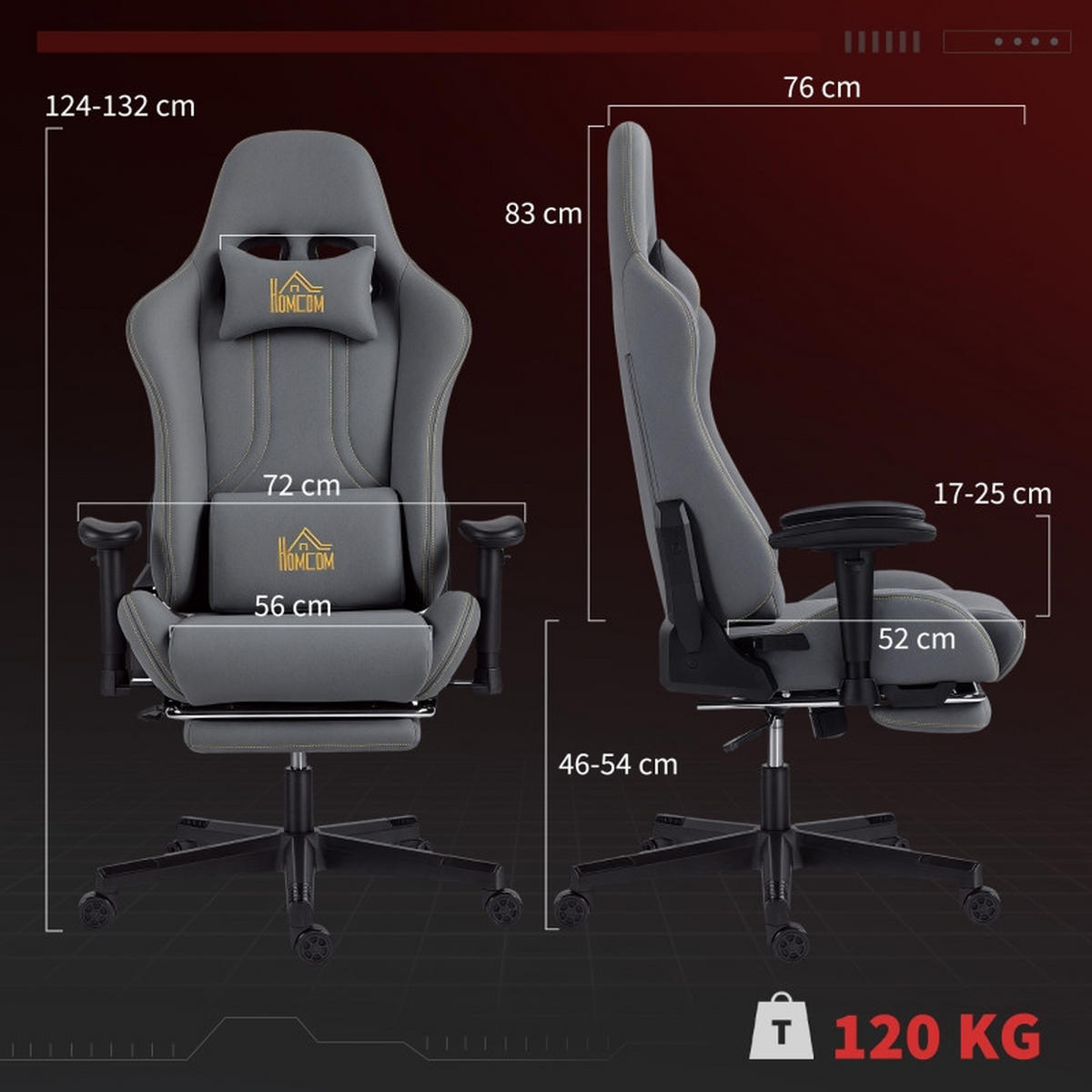 DREHSTUHL, höhenverstellbar, neigbar bis 135°, mit 3D-Armlehnen, 76/72/132 cm, Dunkelgrau - Dunkelgrau, Kunststoff (72/132/76cm) - Redom