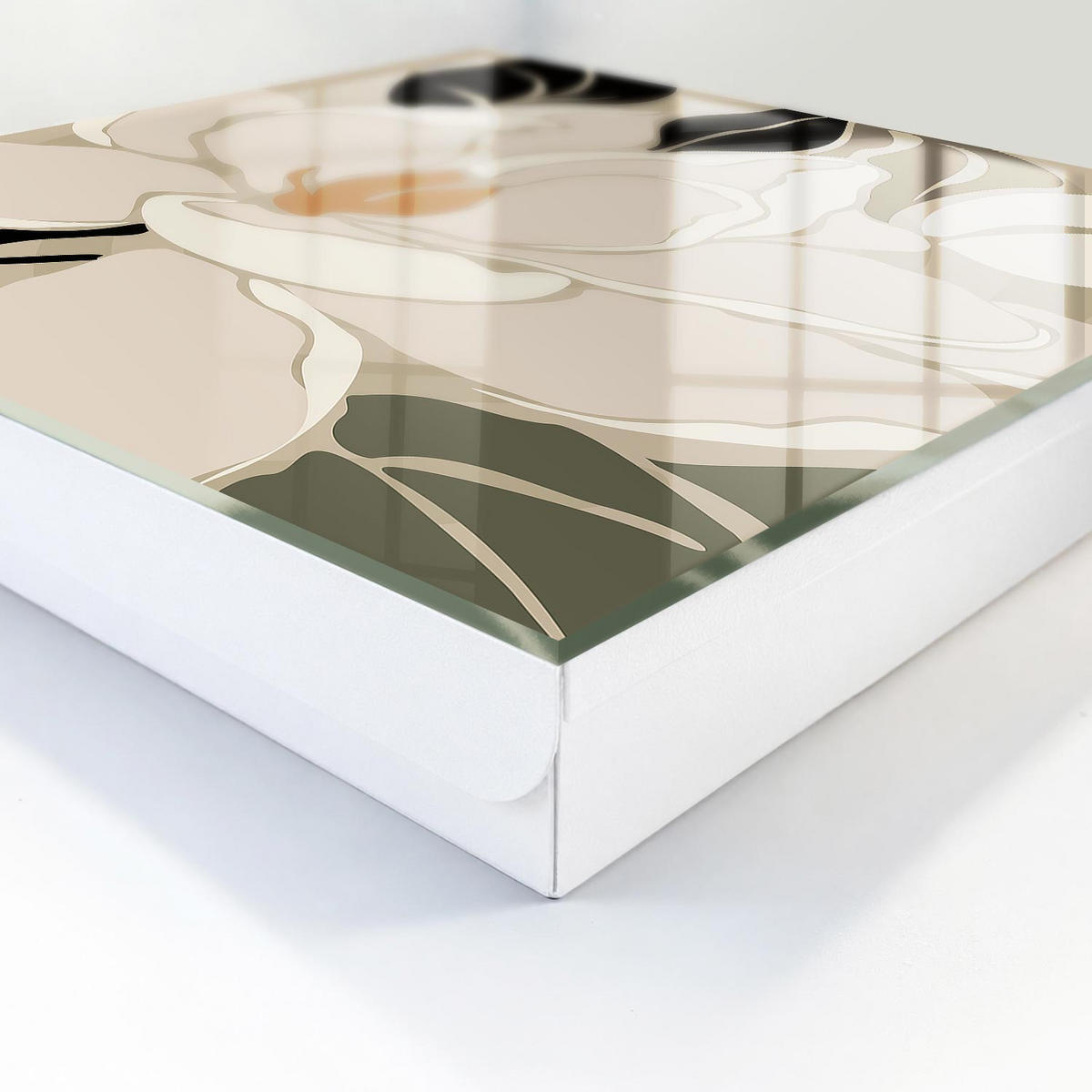 SCHLÜSSELBOX Weiß 30x30 cm – Türöffnung nach rechts - Pflanzeneleganz - Beige, Metall (30/30/5cm) - TULUP