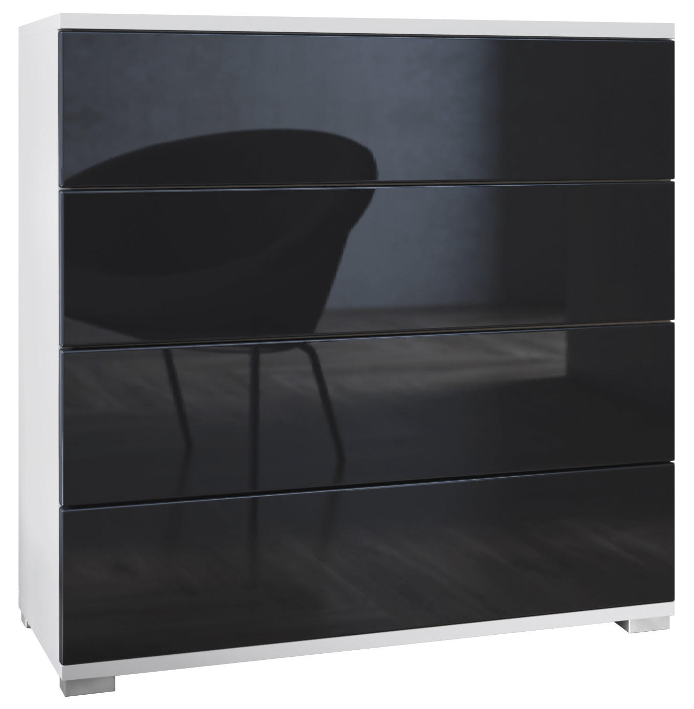 Vladon Kommode Schwarz Hochglanz 76x76x35 cm